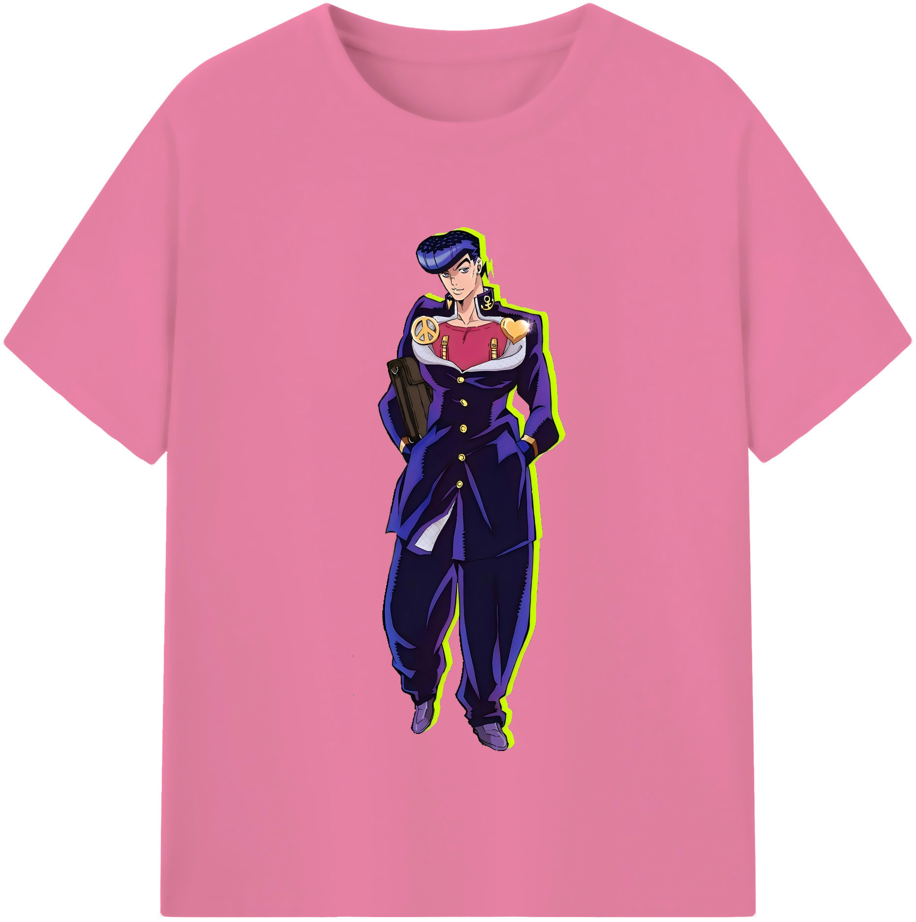 （画像用） ジョジョの奇妙な冒険 ひがしかた じょうすけ JoJo's Bizarre Adventure Higashikata Josuke 綿100％半袖Tシャツ（フロントプリント）